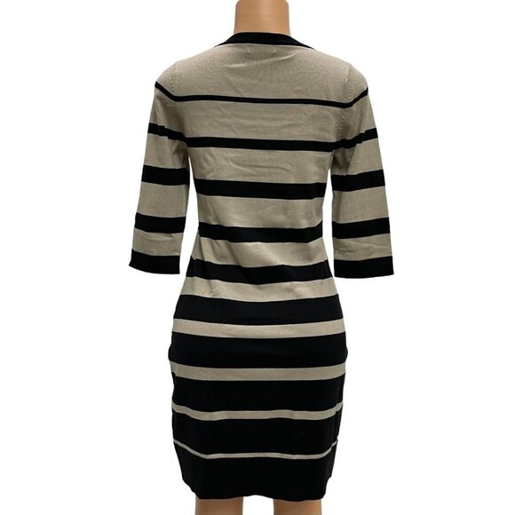 Calvin Klein Women’s Tan and Black Striped Half Sleeve Knit Mini Dress, Size M - Picture 4 of 15